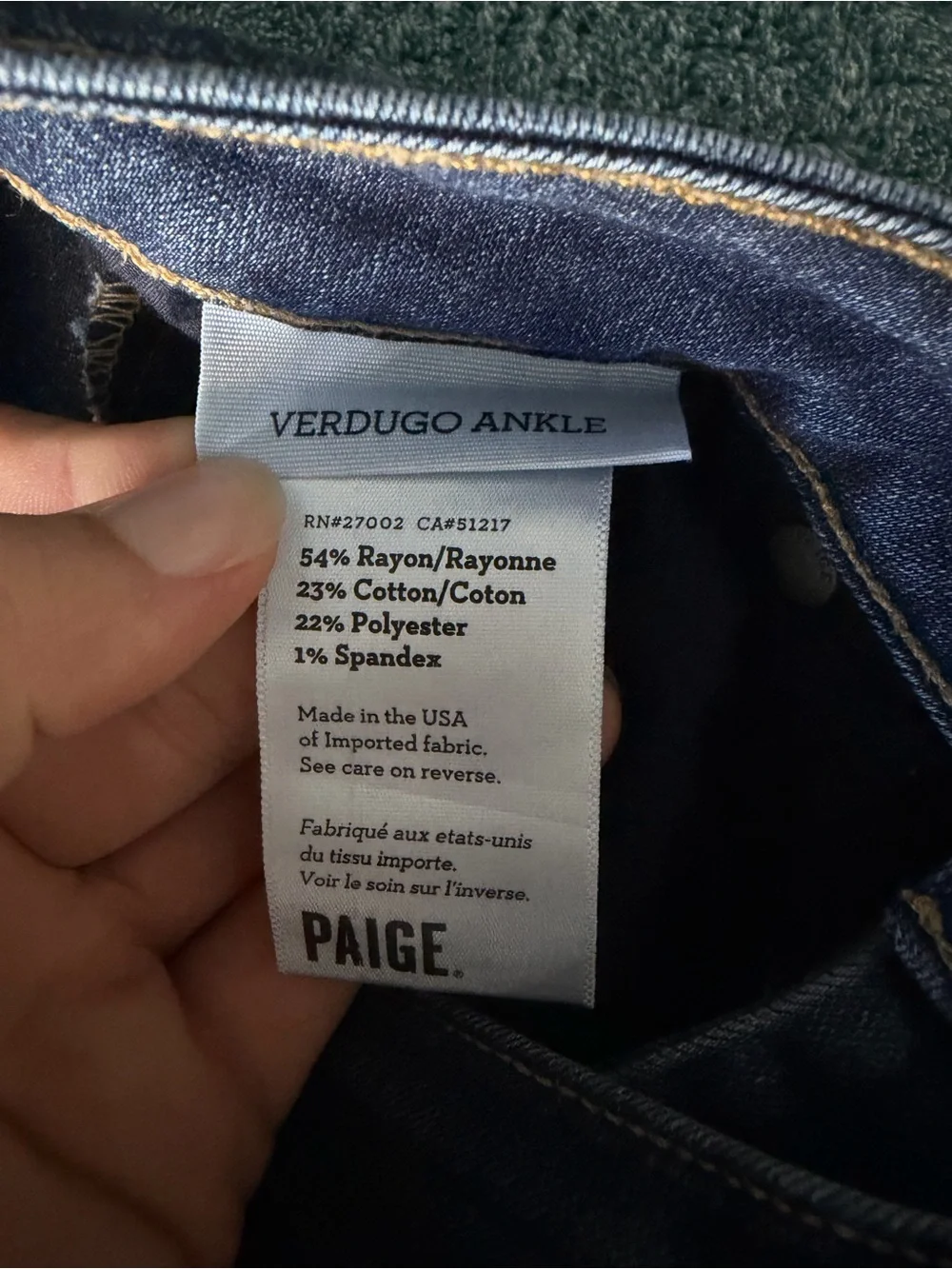 Paige Verdugo Ankle Jeans Dark Wash Skinny Size 28‎